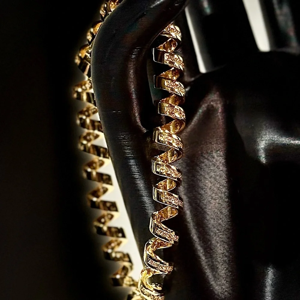 Diamond-Crusted Telephone Cord Bracelet